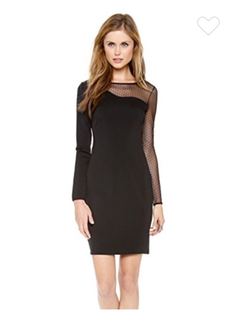 Halston Heritage Black Long-Sleeve Sheer Mesh Bodycon Dress Size Large NWT